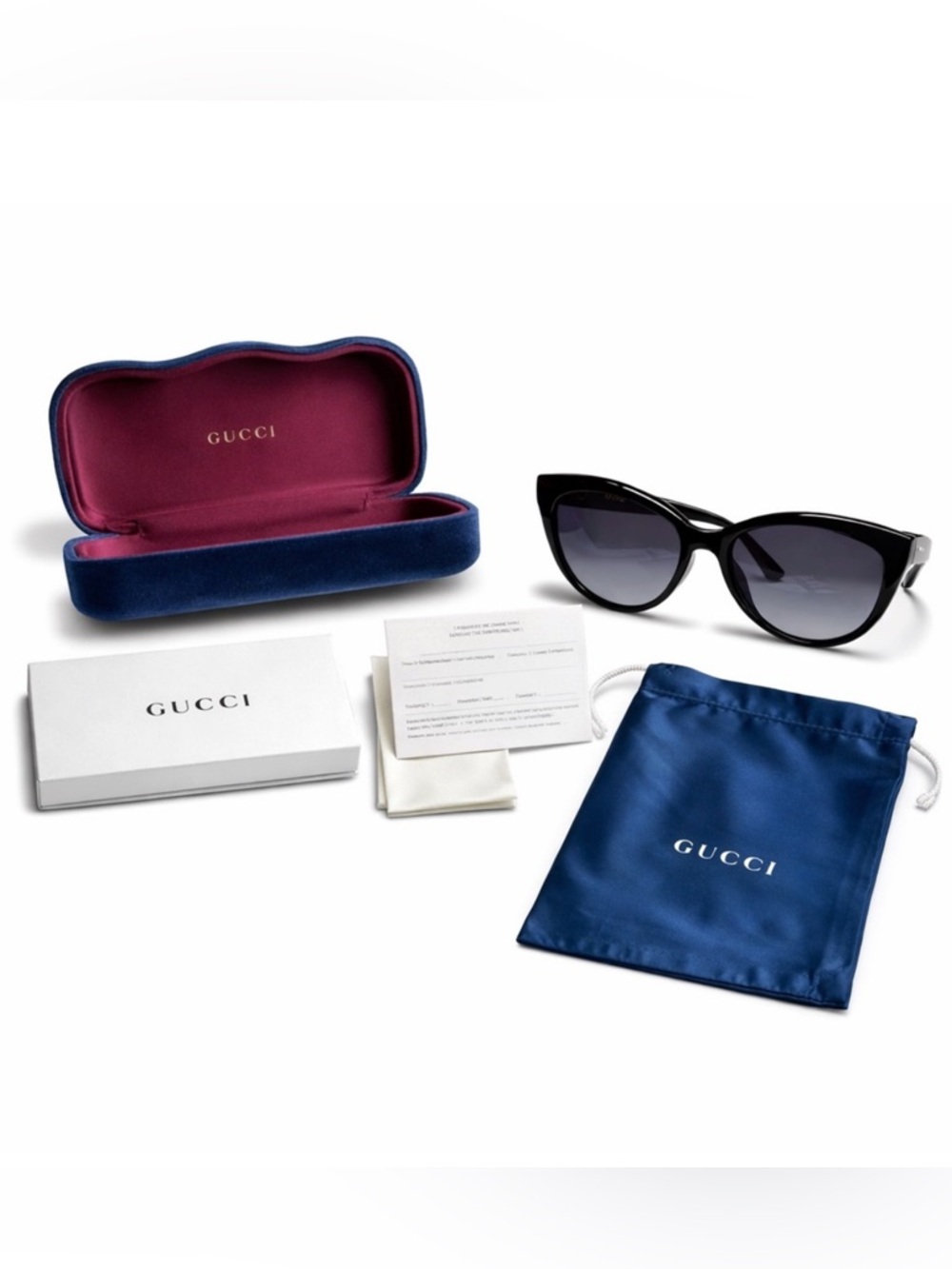 Gucci Black 56mm Square Sunglasses With Case, DustBag, Cloth & Cards Retail$435